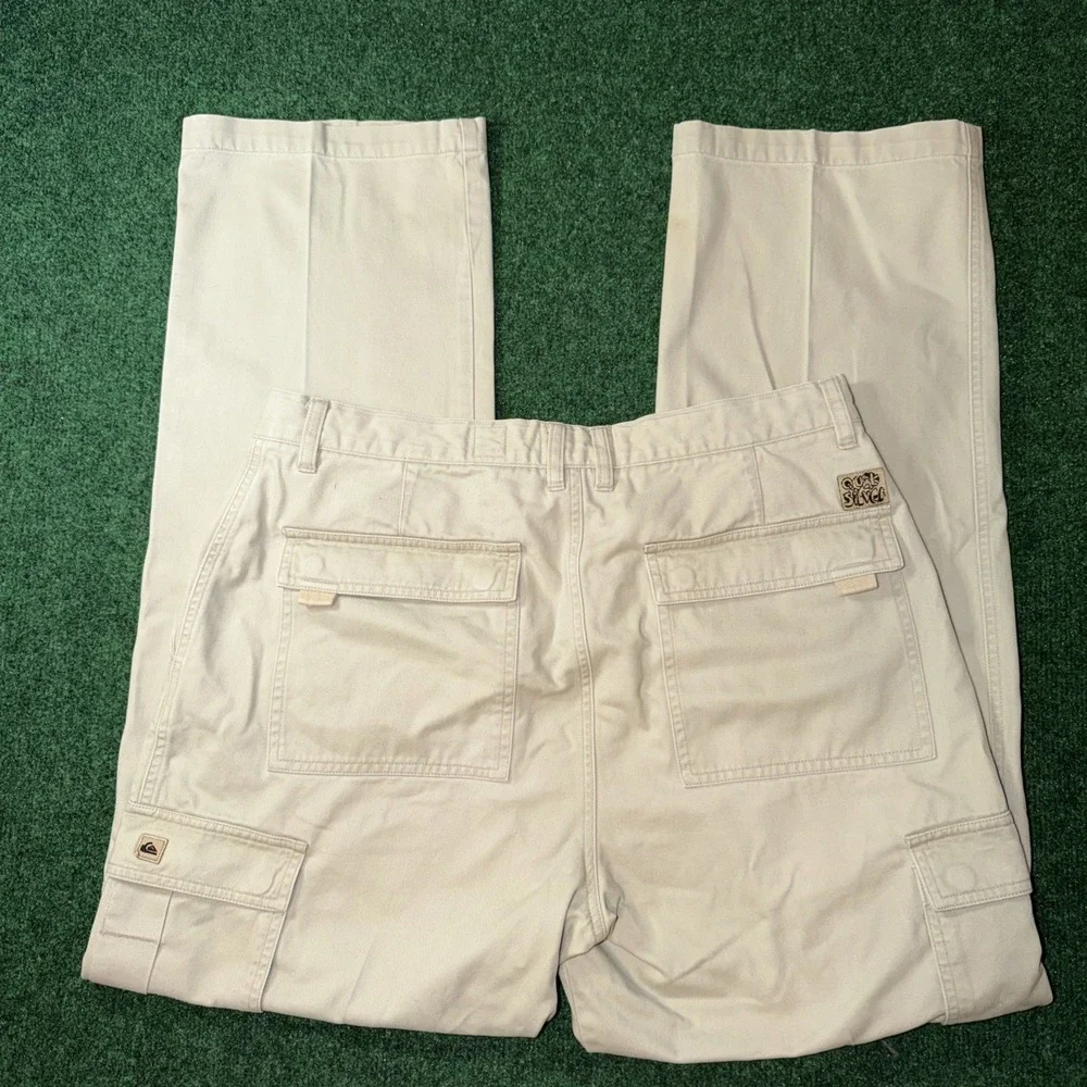 Vintage Quicksilver Cargo Pants Sz 34x31 Surf Skater Baggy Y2K Logo Wide